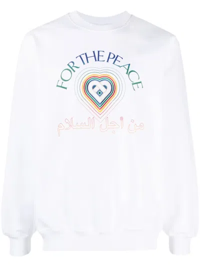 Casablanca For The Peace Organic-cotton Sweatshirt In White