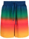 Casablanca Peace Gradient-pattern Silk Shorts In Blue