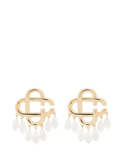 Casablanca Pearl-drop Earrings In Brown