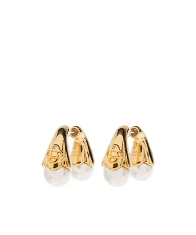 Casablanca Lotus Logo-detail Pearl Earrings In Gold