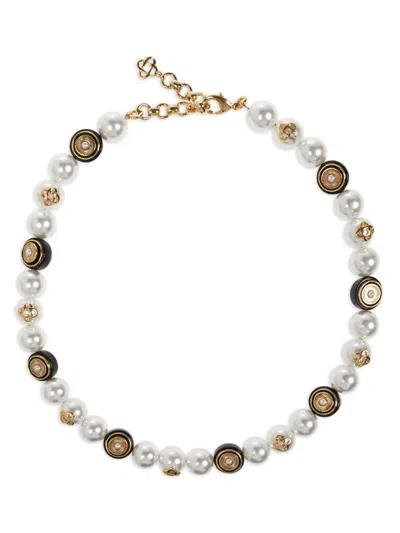 Casablanca Pearl-embellished Necklace In Gold