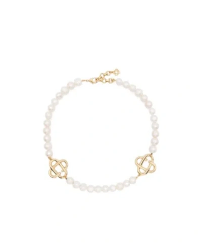 Casablanca Pearl Logo Necklace In Gold
