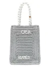 Casablanca Crochet Chain Shoulder Bag With Pearl Handle In Metallic