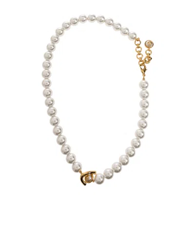 Casablanca Logo-pendant Pearl Necklace In White