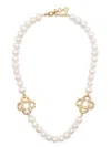 Casablanca White Medium Pearl Logo Necklace In Gold