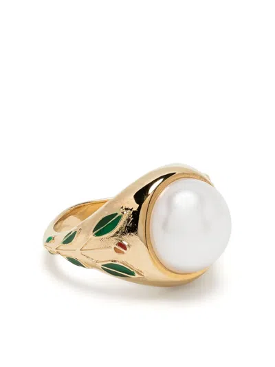 Casablanca Pearl Signet Ring In Gold