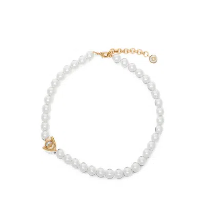 Casablanca Pearl-embellished Logo-pendant Necklace In Neutral