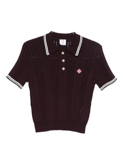 CASABLANCA PERFORATED POLO SHIRT WITH LOGO CASABLANCA
