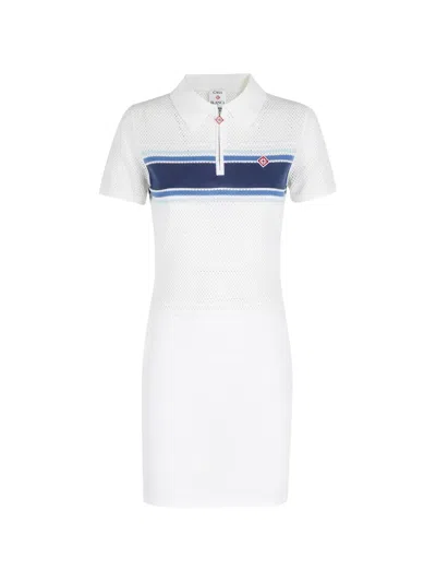 Casablanca Perforated Striped Dress In White