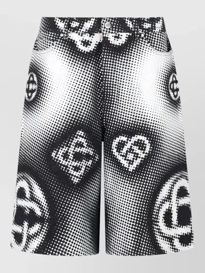 Casablanca Perlescent Cotton Bermuda Shorts Belt Loops In Black