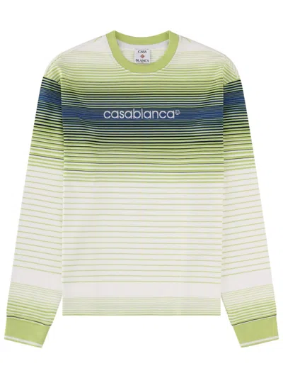 Casablanca Pima Cotton Gradient Stripe T-shirt In Purple