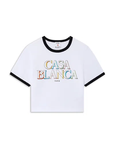 Casablanca Pima Jersey Crewneck T Shirt In White