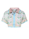 Casablanca Ladies Multicolor Ping Pong Silk Cropped Shirt In Fantasia