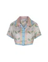 Casablanca Ladies Multicolor Ping Pong Silk Cropped Shirt In Multicolour