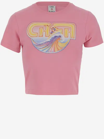 Casablanca Pink Casa Beach Wave Short T-shirt