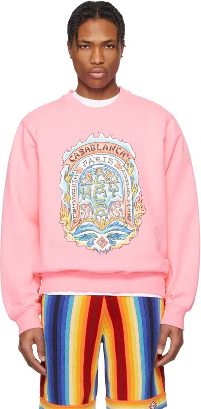 Casablanca Pink Casa Way Skate Printed Sweatshirt