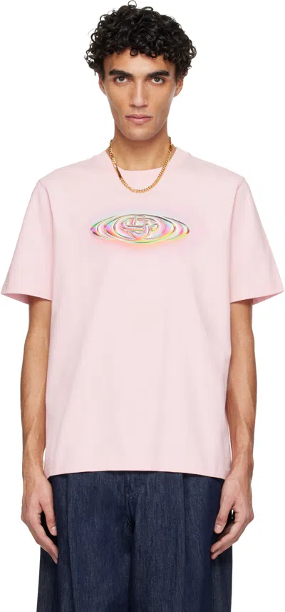 Casablanca Glass Logo Crew Neck Soft Fabric T Shirt In Pink