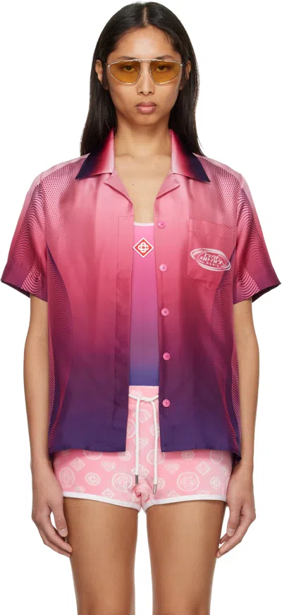 Casablanca Pink Gradient Short Sleeve Silk Shirt In Red