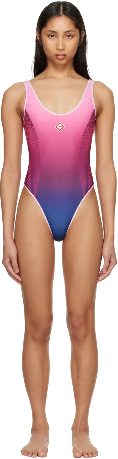 Casablanca Pink Gradient Swimsuit In Animal Print
