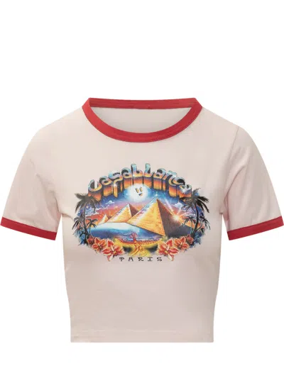 Casablanca Pink Graphic Crew Neck T-shirt