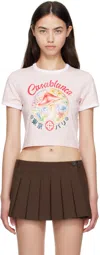 Casablanca Mushroom Emblem Printed Baby Tee Mushroom Emblem In Pink