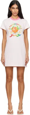 Casablanca Pink Orange Mascot Printed T-shirt Minidress In White