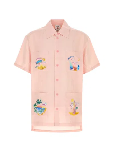 Casablanca Pink Phantasmagoria Embroidered Short Sleeve Shirt