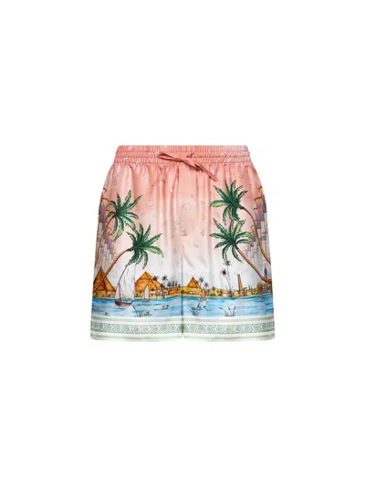 Casablanca Pink Printed Silk Ethereal Shorts In Multi
