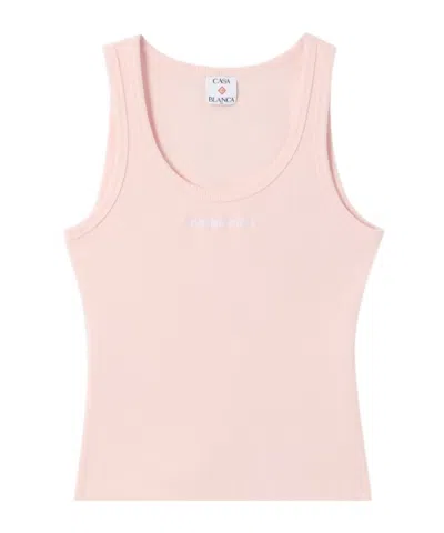 Casablanca Pink Ribbed Tank Top