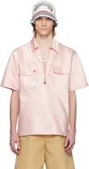 Casablanca Pink Satin Quarter Zip Shirt In Pink