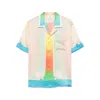 Casablanca Silk Short Sleeve Printed Shirt In Pink