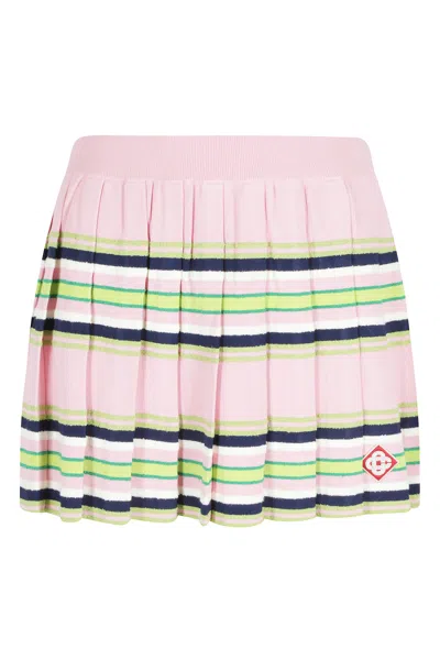 Casablanca Pink Striped Ribbed-waistband Viscose-blend Mini Skirt
