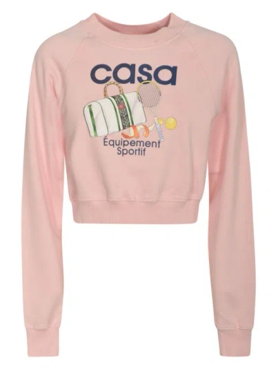 Casablanca Pink/multicolour Crew Neck Sweatshirt In Multicolor