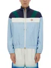 Casablanca Pinstripe Laurel Zip-up Track Jacket In Blue