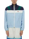 Casablanca Pinstripe Laurel Zip-up Track Jacket In Baby Blue