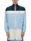 Casablanca Pinstripe Laurel Zip-up Track Jacket In Baby Blue
