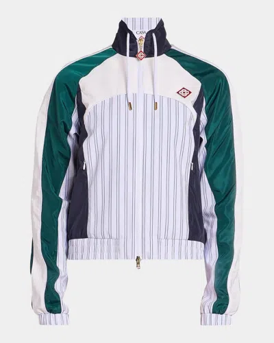 Casablanca Pinstripe Paneled Track Jacket In White
