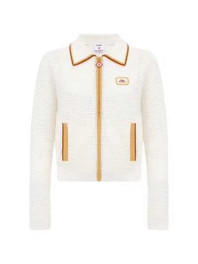 Casablanca Piping-detail Collared Jacket In White