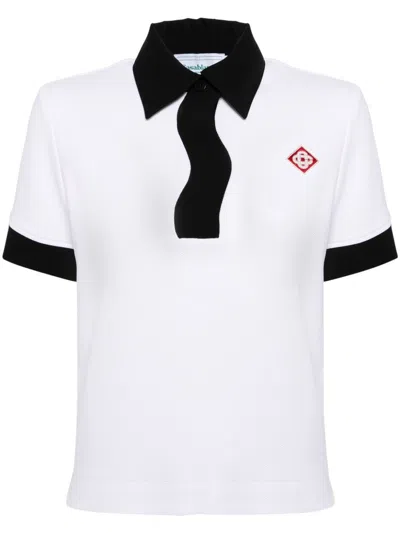 Casablanca Memphis Polo Shirt Men White In Cotton