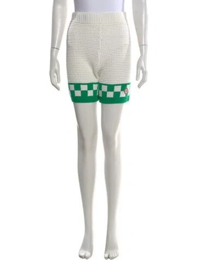 Pre-owned Casablanca Plaid Print Mini Shorts W/ Tags W/tags In White