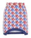 Casablanca Wool Blend Mini Skirt With Printed Houndstooth Pattern In Blue