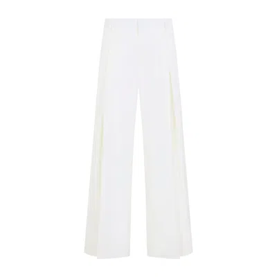 Casablanca Wool Pleated Wide-leg Trousers In White