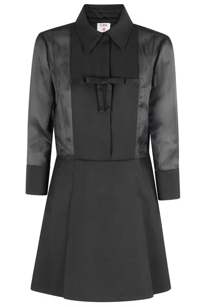 CASABLANCA PLEATED BOW DRESS