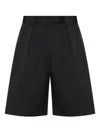 Casablanca Pleated Cotton Shorts In Black