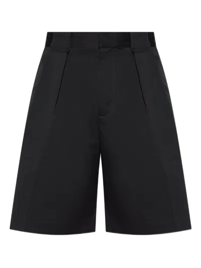 Casablanca Pleated Cotton Shorts In Black