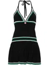 Casablanca Black Pleated Minidress In Black