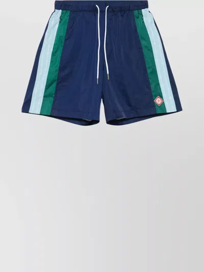 Casablanca Pleated Nylon Sports Shorts In Blue