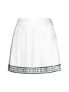 Casablanca Laurel Pleated Silk Miniskirt In Laurel