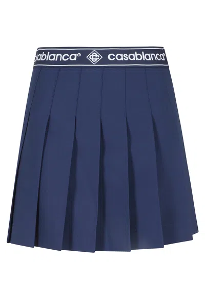 Casablanca Pleated Mini Skirt In Blue