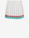 Casablanca High-waisted Pleated Silk Skirt With Colorful Hemline In White